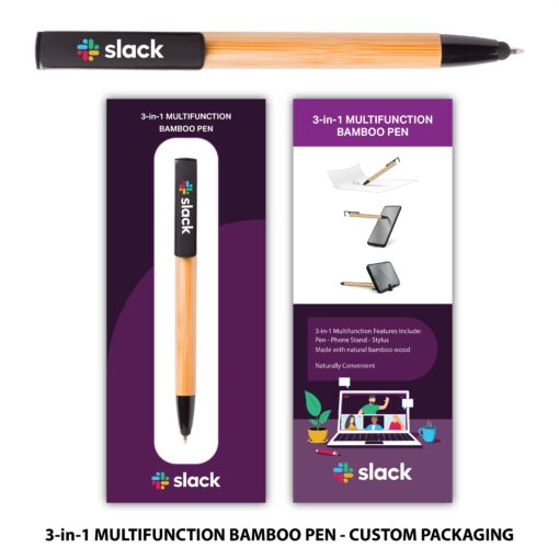 Bamboo 3-in-1 Multifunction Pen with Custom Packaging-4