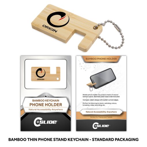 Bamboo Phone Stand Keychain Thin with Standard Packaging-8